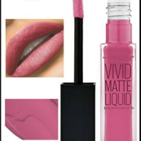 TWO NEW Maybelline VIVID MATTE Mauve TWISTED TULIP PINK Liquid Color Lipstick - Picture 2 of 4